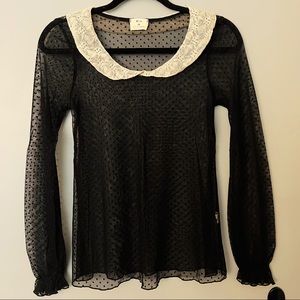 ⚡️SALE⚡️Urban Outfitters sheer polka dot top in black